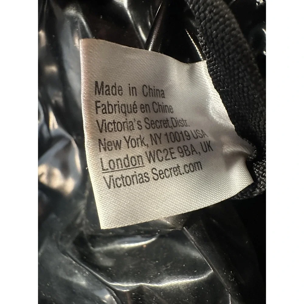 Victoria's Secret PINK Black Makeup Cosmetic Bag Travel‎ Toiletry Pouch Zip Case